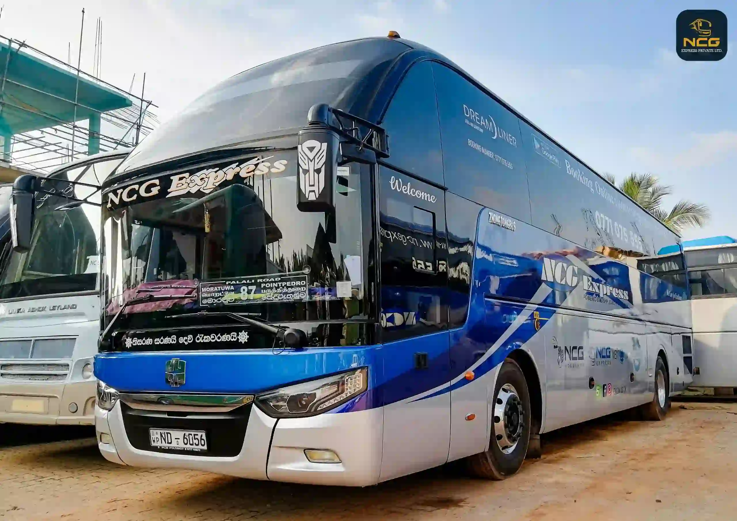 Mooratuwa to Point Pedro NCG Express Bus via Palaly Route 87
